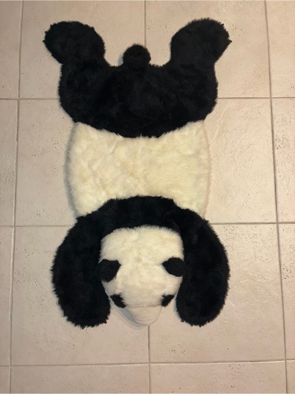Plush Faux Fur Giant Panda Bear Floor Rug / Play Mat